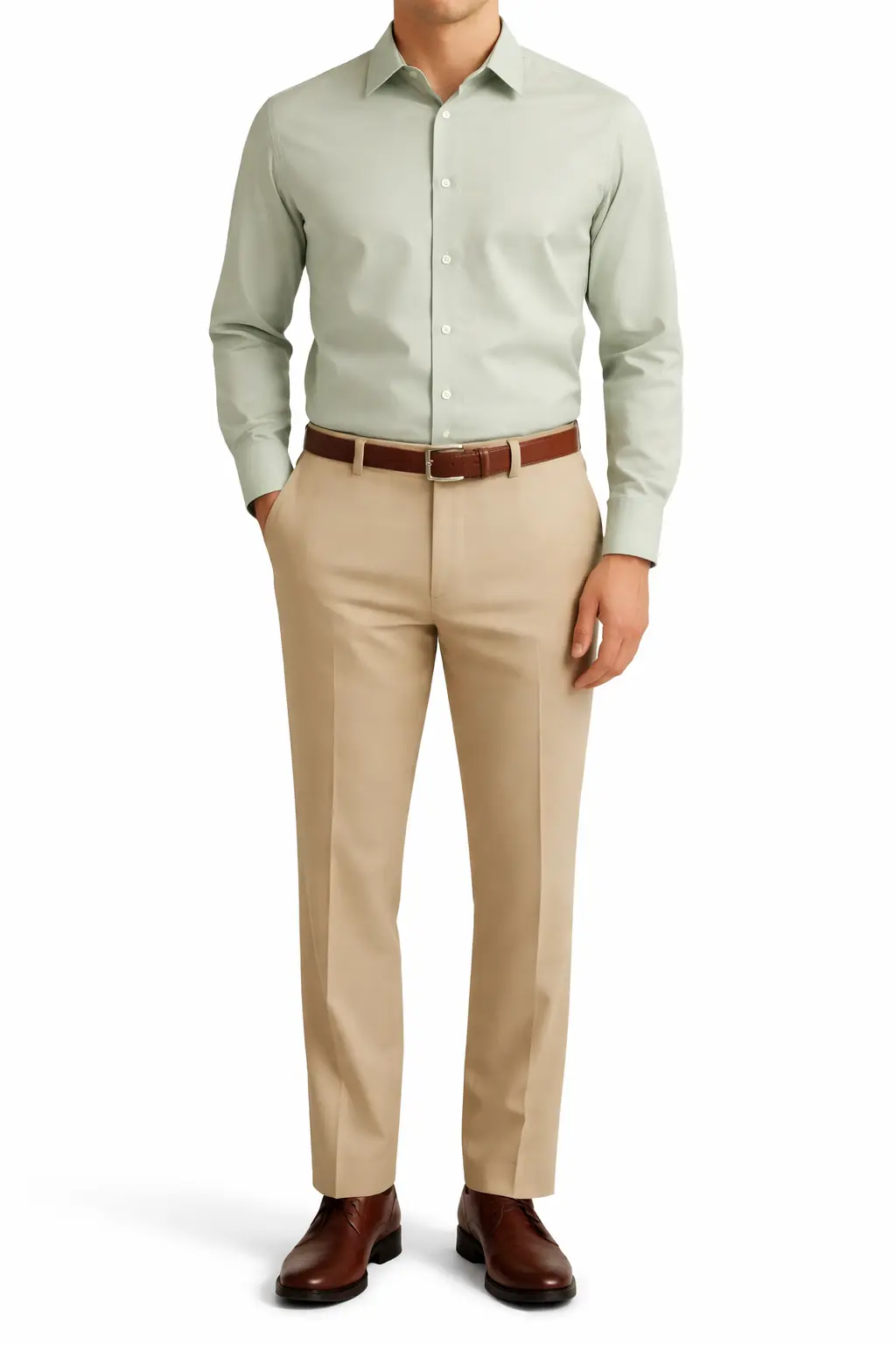 Men’s Slim Fit Dress Pant beige color