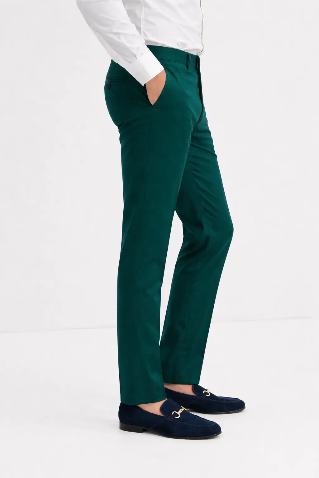 Men's Premium Dark Green Slim Fit Formal Dress Pants - Image 3