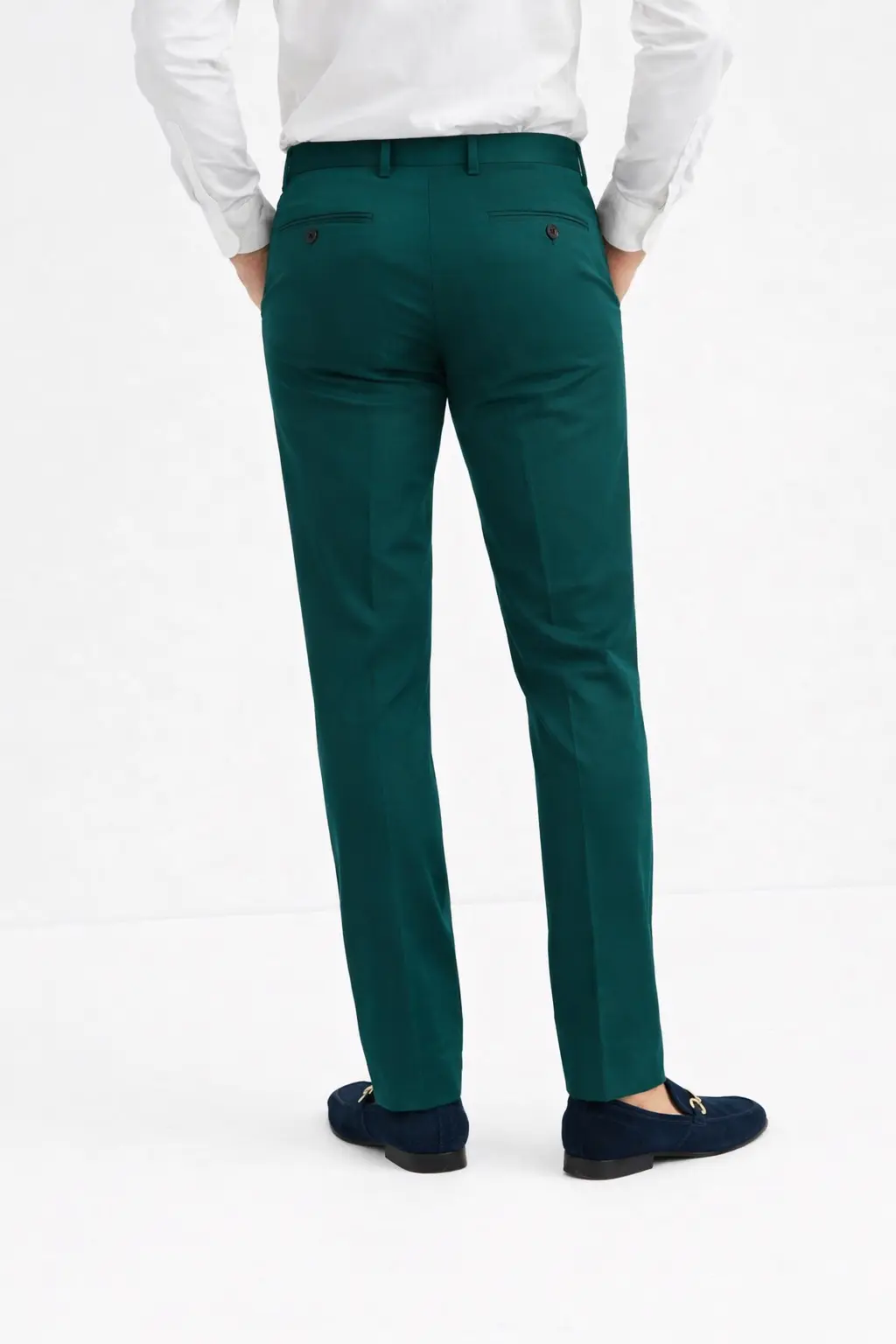 Men's Premium Dark Green Slim Fit Formal Dress Pants - Image 2